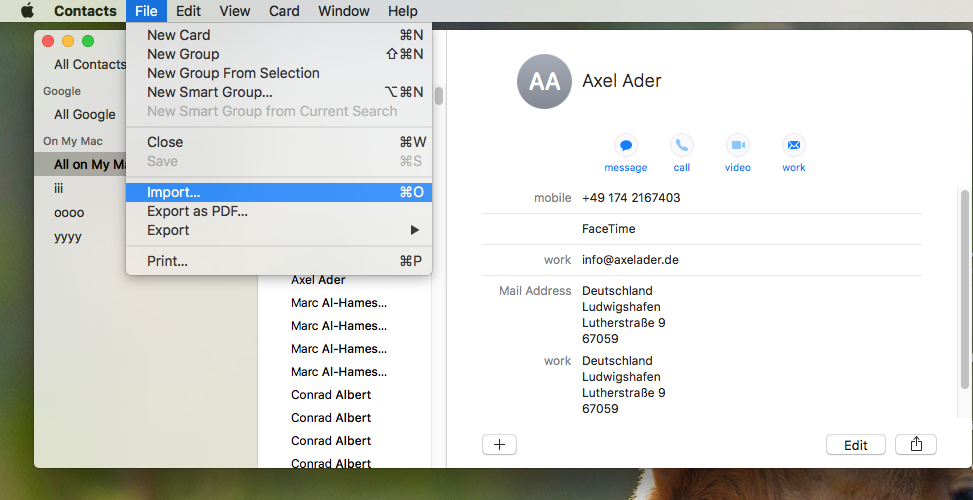 export contacts from iphone to mac address book